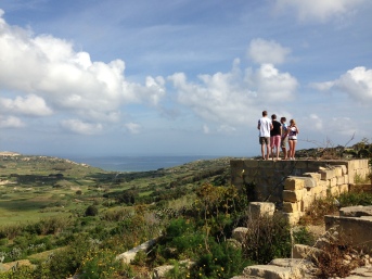 Students check out the valley approach to ir-Ramla, Gozo.
